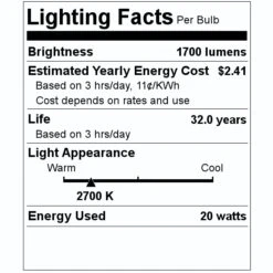 LongStar LED Reflector Flood Light Bulb (02293) -Light Bulbs Shop 02293 Lighting Facts Labelmd
