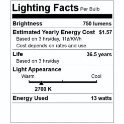 TCP LED Downlight (02475) -Light Bulbs Shop 02475 Lighting Facts Labelmd