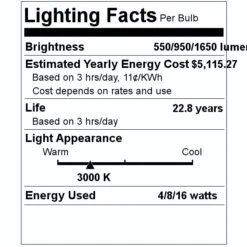 TCP LED Light Bulb (04673) -Light Bulbs Shop 04673 Lighting Facts Labelmd
