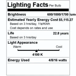 TCP LED Light Bulb (04674) -Light Bulbs Shop 04674 Lighting Facts Labelmd