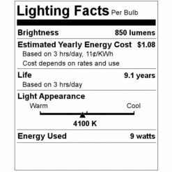 TCP LED Light Bulb (4 Pack) (06933) -Light Bulbs Shop 06933 Lighting Facts Labelmd