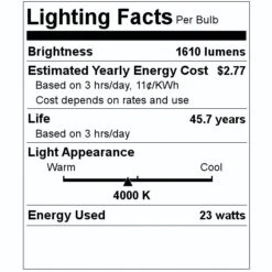 NaturaLED Wall Sconce Light Fixture (07019) -Light Bulbs Shop 07019 Lighting Facts Labelmd