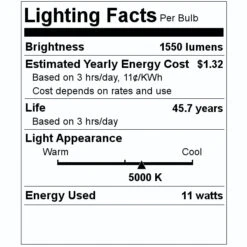 TCP LED Light Bulb (07234) -Light Bulbs Shop 07234 Lighting Facts Labelmd