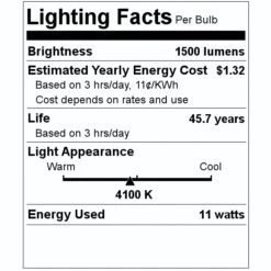 TCP LED Light Bulb (07235) -Light Bulbs Shop 07235 Lighting Facts Labelmd