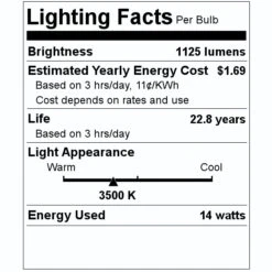 TCP LED Light Bulb (07276) -Light Bulbs Shop 07276 Lighting Facts Labelmd