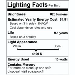Satco Compact Fluorescent Light Bulb (07305) 7 Satco Compact Fluorescent Light Bulb (07305) -Light Bulbs Shop 07305 Lighting Facts Labelmd 1