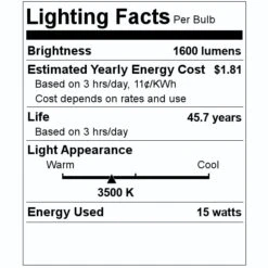 TCP LED Light Bulb (07325) -Light Bulbs Shop 07325 Lighting Facts Labelmd