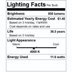 TCP LED Downlight (07712) -Light Bulbs Shop 07712 Lighting Facts Labelmd