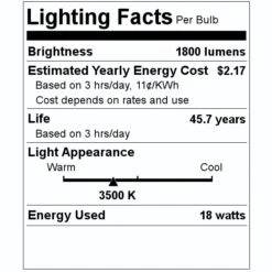 Eiko LED Light Bulb (08726) -Light Bulbs Shop 08726 Lighting Facts Labelmd 1