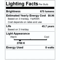 Satco LED Light Bulb (08755) -Light Bulbs Shop 08755 Lighting Facts Labelmd