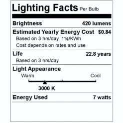 Eiko LED Light Bulb (08886) -Light Bulbs Shop 08886 Lighting Facts Labelmd
