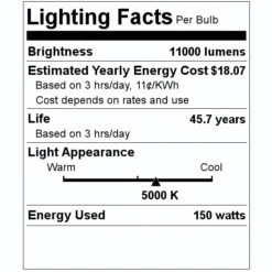 Light Efficient Design LED Work Light (09105) -Light Bulbs Shop 09105 Lighting Facts Labelmd