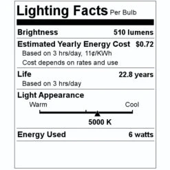 Satco LED Light Bulb (09203) -Light Bulbs Shop 09203 Lighting Facts Labelmd