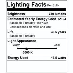 Satco LED Flush Mount Square Ceiling Fixture (09335) -Light Bulbs Shop 09335 Lighting Facts Labelmd