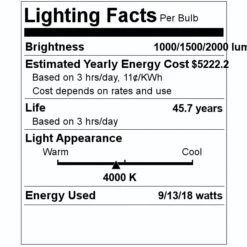 NaturaLED LED Bollard (09374) -Light Bulbs Shop 09374 Lighting Facts Labelmd