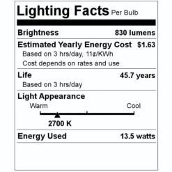 Satco LED Downlight / Retrofit Fixture Base (09504) -Light Bulbs Shop 09504 Lighting Facts Labelmd