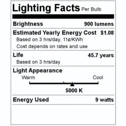 Satco LED Light Bulb (09865) -Light Bulbs Shop 09865 Lighting Facts Labelmd