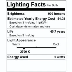 Eiko LED Light Bulb (09939) -Light Bulbs Shop 09939 Lighting Facts Labelmd