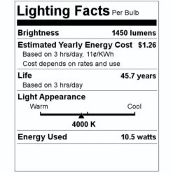 Satco LED Light Bulb (09992) -Light Bulbs Shop 09992 Lighting Facts Labelmd