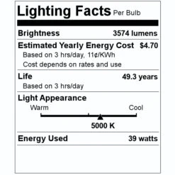 Nicor LED Fixture (10497) -Light Bulbs Shop 10497 Lighting Facts Labelmd
