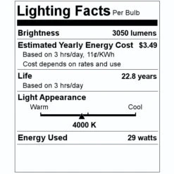 Eiko LED Light Bulb (10537) -Light Bulbs Shop 10537 Lighting Facts Labelmd