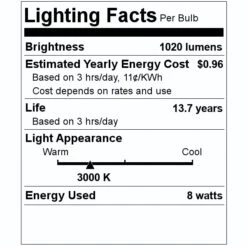 Satco LED Light Bulb (11218) -Light Bulbs Shop 11218 Lighting Facts Labelmd