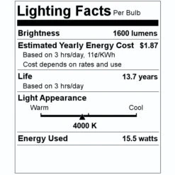 Satco LED Light Bulb (4 Pack) (11424) -Light Bulbs Shop 11424 Lighting Facts Labelmd
