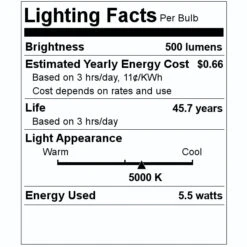 Satco LED Light Bulb (11554) -Light Bulbs Shop 11554 Lighting Facts Labelmd