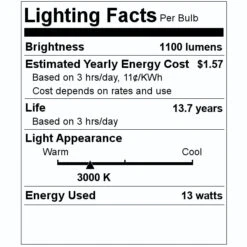 TCP LED Light Bulb (12339) -Light Bulbs Shop 12339 Lighting Facts Labelmd