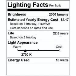 TCP LED Light Bulb (12945) -Light Bulbs Shop 12945 Lighting Facts Labelmd