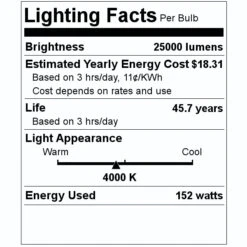 Satco LED Light Bulb (HID Replacement) (13154) -Light Bulbs Shop 13154 Lighting Facts Labelmd
