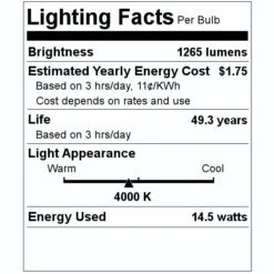 Nicor Recessed LED Light Fixture (14073) -Light Bulbs Shop 14073 Lighting Facts Labelmd