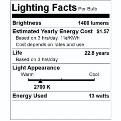 TCP LED Reflector Flood Retrofit (14184) -Light Bulbs Shop 14184 Lighting Facts Labelmd