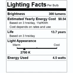 Feit Electric LED Light Bulb (2 Pack) (14777) -Light Bulbs Shop 14777 Lighting Facts Labelmd