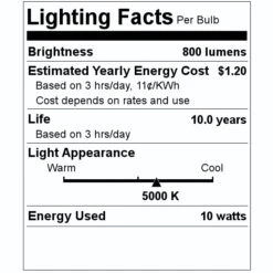 Feit Electric LED Light Bulb (2 Pack) (15147) -Light Bulbs Shop 15147 Lighting Facts Labelmd