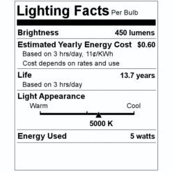 Feit Electric LED Light Bulb (2 Pack) (15386) 7 Feit Electric LED Light Bulb (2 Pack) (15386) -Light Bulbs Shop 15386 Lighting Facts Labelmd