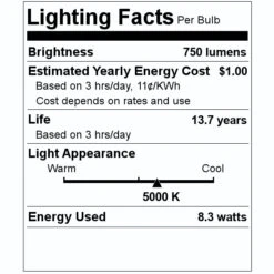 Feit Electric LED Light Bulb (2 Pack) (15392) -Light Bulbs Shop 15392 Lighting Facts Labelmd