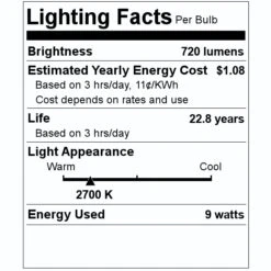 TCP LED Reflector Flood Retrofit (15488) -Light Bulbs Shop 15488 Lighting Facts Labelmd 1