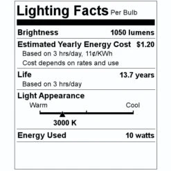 Feit Electric LED Light Bulb (2 Pack) (15944) -Light Bulbs Shop 15944 Lighting Facts Labelmd