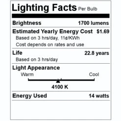 TCP LED Light Bulb (16902) -Light Bulbs Shop 16902 Lighting Facts Labelmd
