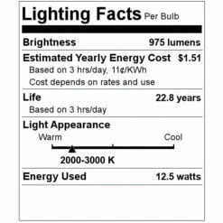 TCP LED Light Bulb (17198) -Light Bulbs Shop 17198 Lighting Facts Labelmd