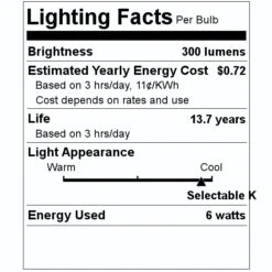 Feit Electric LED Light Bulb (17259) -Light Bulbs Shop 17259 Lighting Facts Labelmd