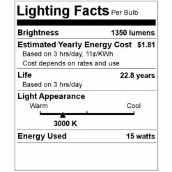 TCP LED Light Bulb (17275) -Light Bulbs Shop 17275 Lighting Facts Labelmd