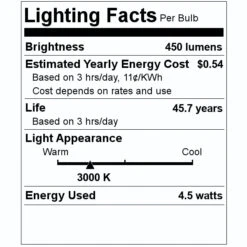 Satco LED Light Bulb (18401) -Light Bulbs Shop 18401 Lighting Facts Labelmd