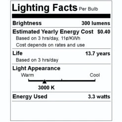 Feit Electric LED Light Bulb (4 Pack) (18509) 7 Feit Electric LED Light Bulb (4 Pack) (18509) -Light Bulbs Shop 18509 Lighting Facts Labelmd