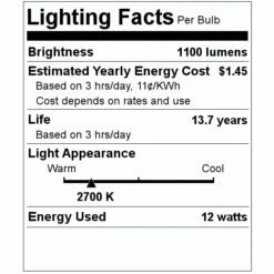 Feit Electric LED Light Bulb (4 Pack) (18573) -Light Bulbs Shop 18573 Lighting Facts Labelmd