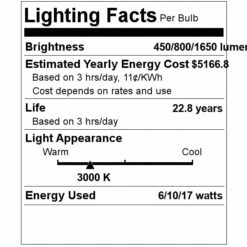 TCP LED Light Bulb (18959) -Light Bulbs Shop 18959 Lighting Facts Labelmd