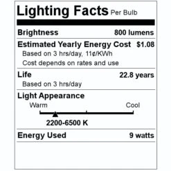 Bulbrite LED Smart Light Bulb (190125) -Light Bulbs Shop 190125 Lighting Facts Labelmd