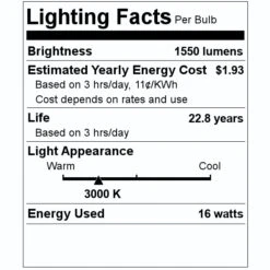 TCP LED Reflector Flood Retrofit (19016) -Light Bulbs Shop 19016 Lighting Facts Labelmd