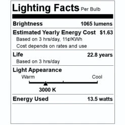 TCP LED Reflector Flood Retrofit (19075) -Light Bulbs Shop 19075 Lighting Facts Labelmd